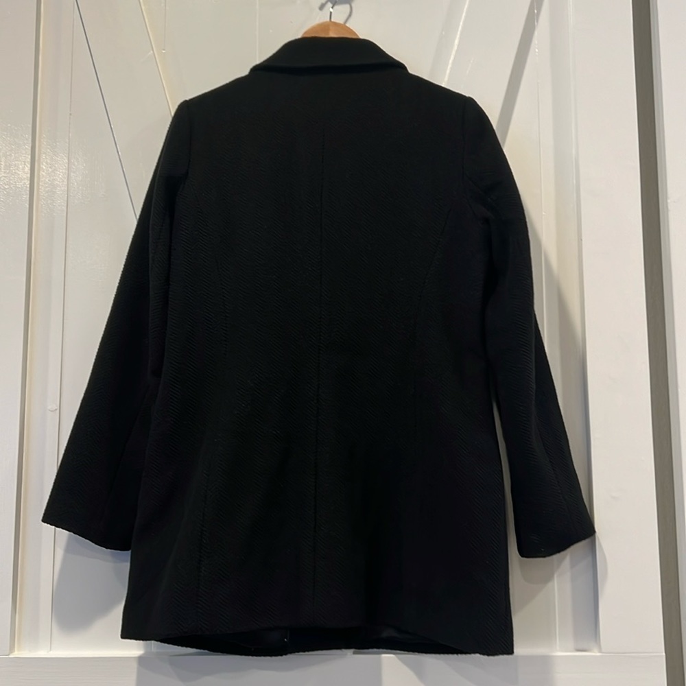 Banana Republic Black Wool Blend Herringbone Coat Size Medium - Picture 3 of 11